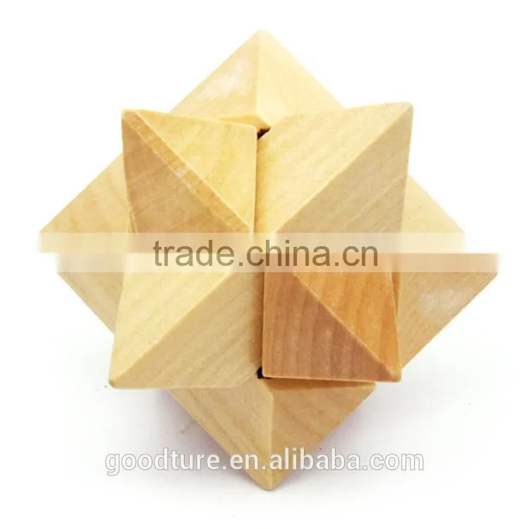 2015 Hot Sale Wooden IQ Intelligent Puzzle Magic Puzzle Kongming Lock Brain Teaser Model Number GAD1078