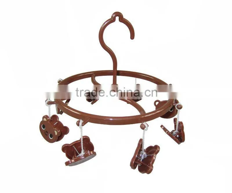 Summer item Cute carton plastic clothes hanger with clips