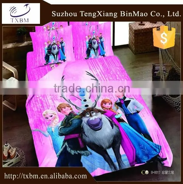 100% cotton 3D print bedding set with cartoon printed