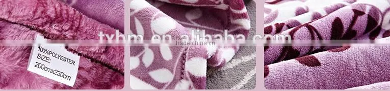 Leaves pattern 100% polyester flannel blanet