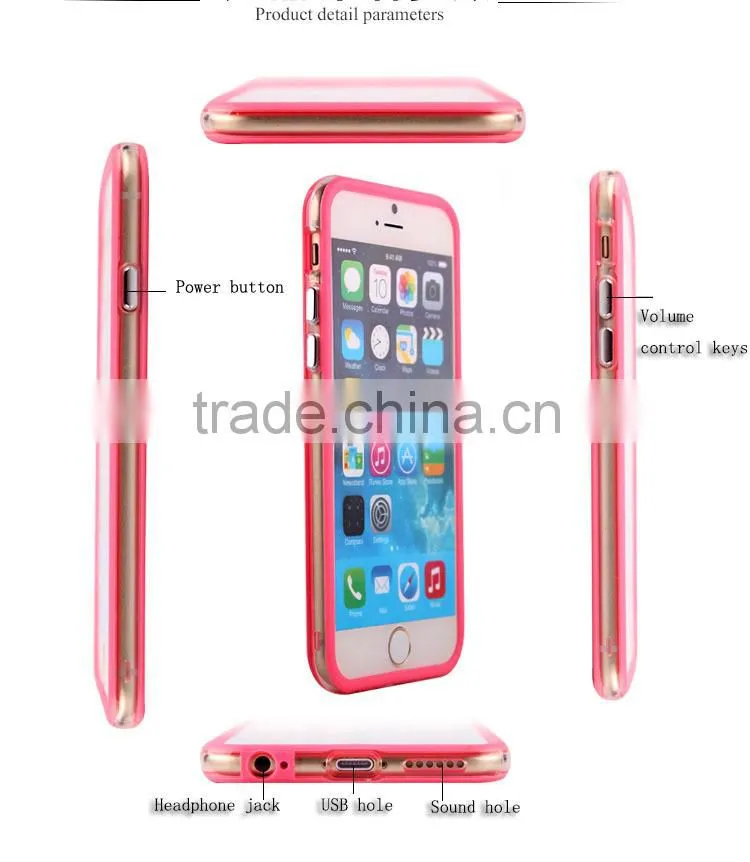 The latest for iphone6 6 plus intermediate transparent shell border protection using TPU + PC materia mobile phone for case