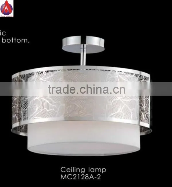 two tiers aluminum ceiling lamp steel outside and white fabric inside