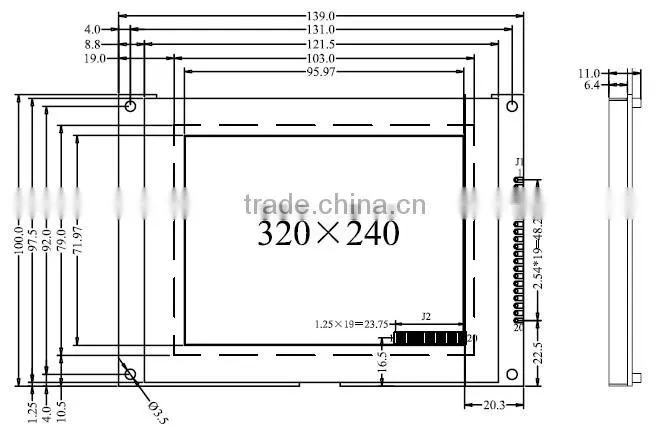 STN LCD display 320x240 graphic dot matrix lcd module,white backlight