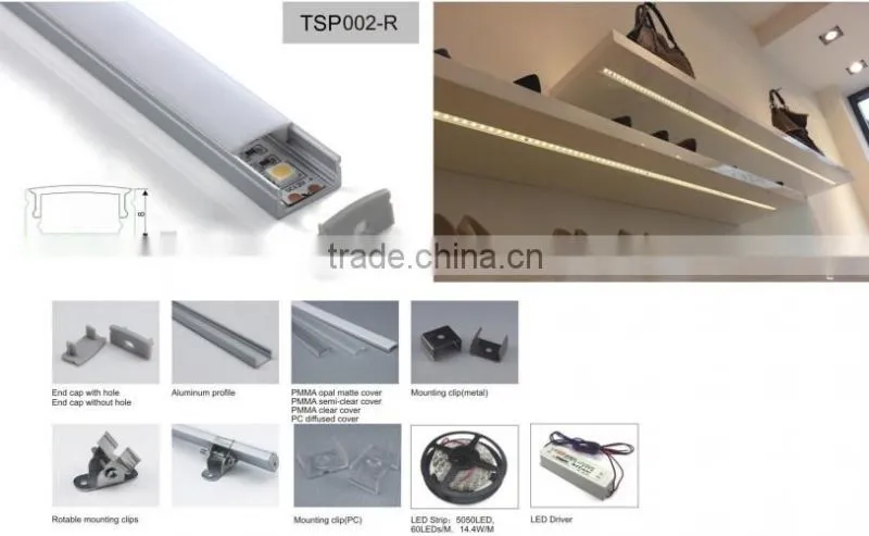 TSP002-RL 17x13mm 60 degrees lens recessed aluminum LED profile