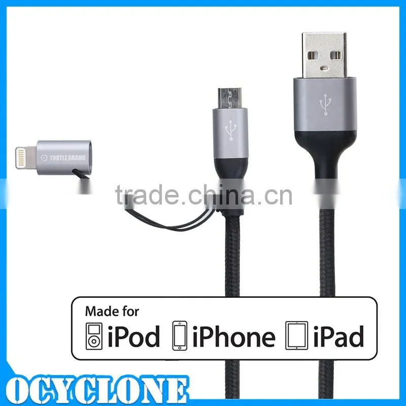 Useful 2 in 1 Mobile Phone Cable for iphone and Android Phone Charger