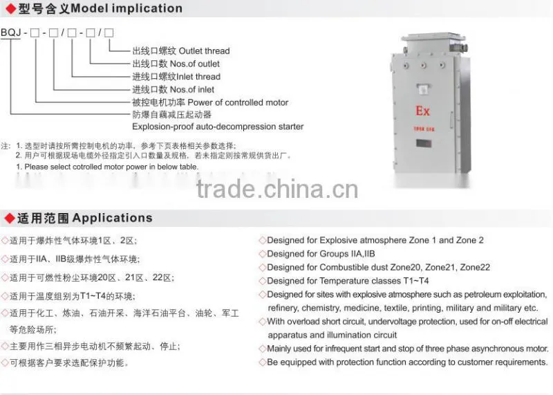 Explosion proof auto-decompression starter (IIB .DIP)