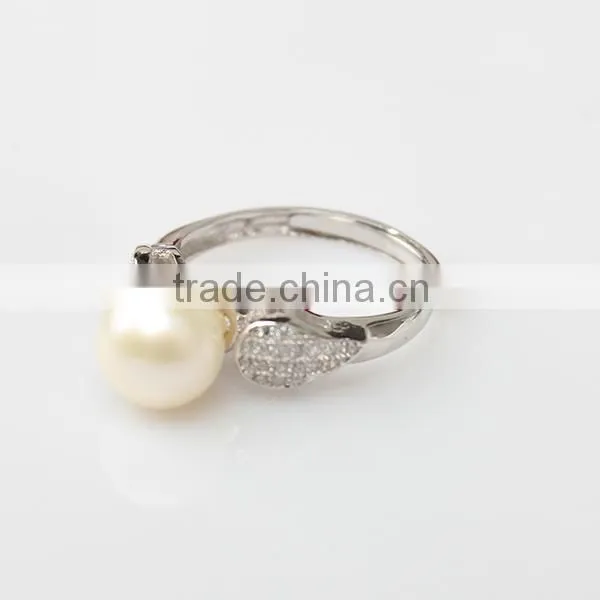 Freshwater pearl 925 silver new design pearl finger ring with a round pearl