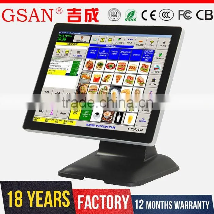 GS-A1 Aluminum body quiet 15 inch touch screen pos system cash register
