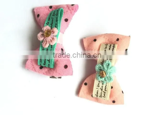 New design cute cotton fabric flower children hair clip set NCA160314