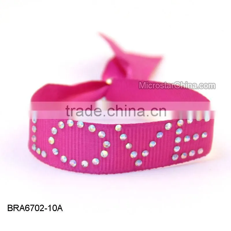 2016 New Design Resin Crystal Beads Adjustable Fashion Ribbon Bracelet Wholesale