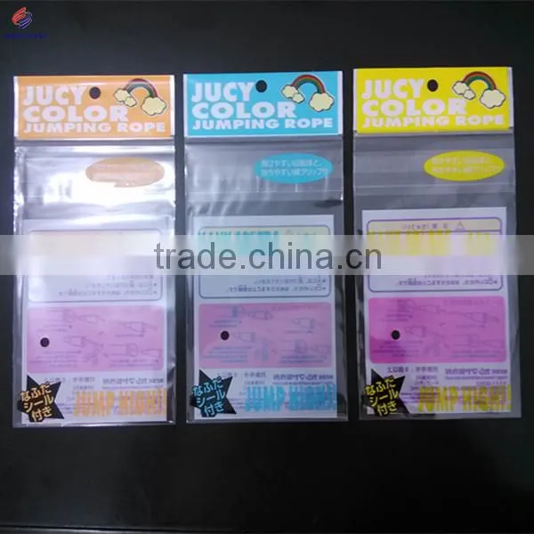 Custom plastic opp printed header poly bag with self adhesive tape and round hole