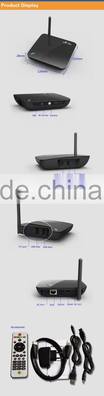2016 factory price Rockchip RK3229 Quad 1.2GHz 32bit Android 4.4 set top tv box
