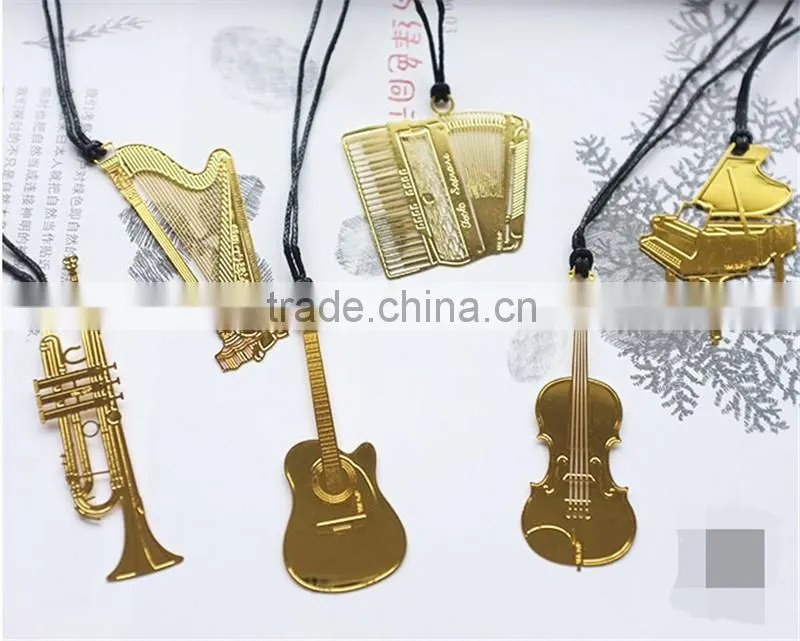 Exquisite Musical Instruments Metal Gilded Accessories Creative Music Bookmarks