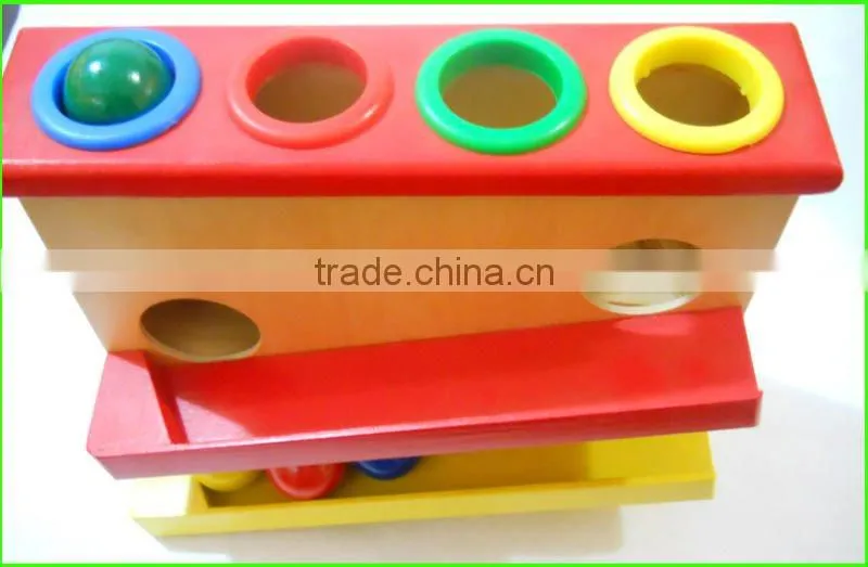 wooden hammer and balls sliding racetrack toy set
