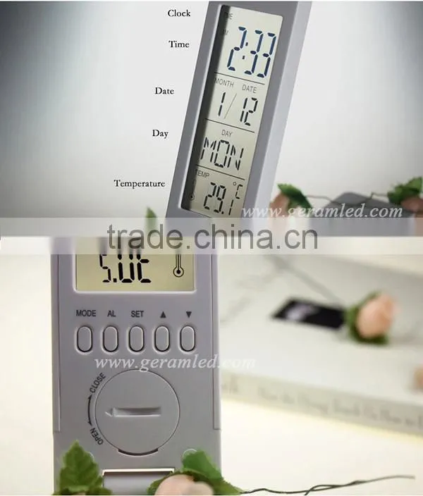 LED Battery Desk Lamp, Portable Luminaire Table Lamp, Table Lamp With Clock