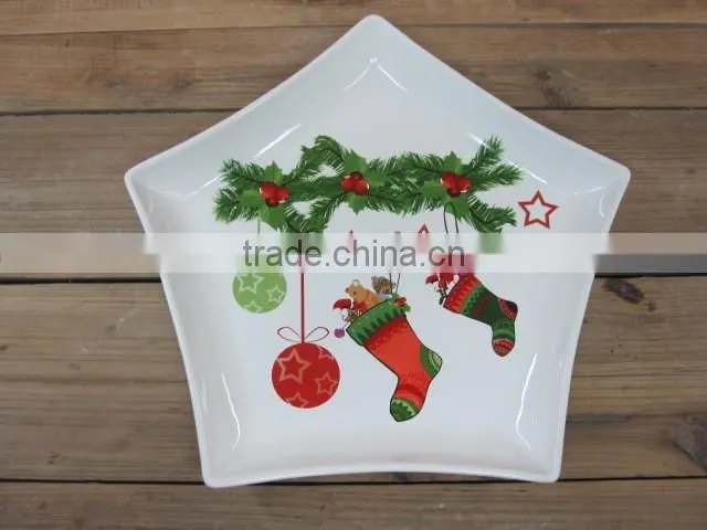 new christmas 6pcs ceramic spices canisters set with wood stand