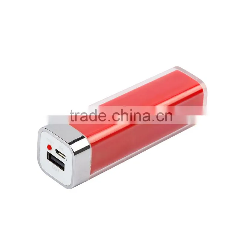 Msot popular portable Lipstick power bank 2600mah