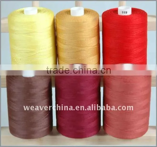 100% spun polyester yarn for sewing thread 20s/3 dyed from China alibaba