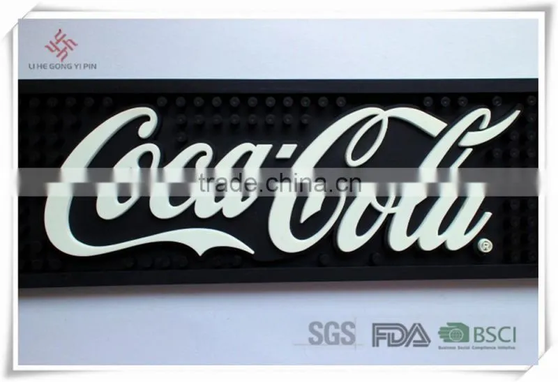 Promotional OEM branded high quality PVC rubber bar mat
