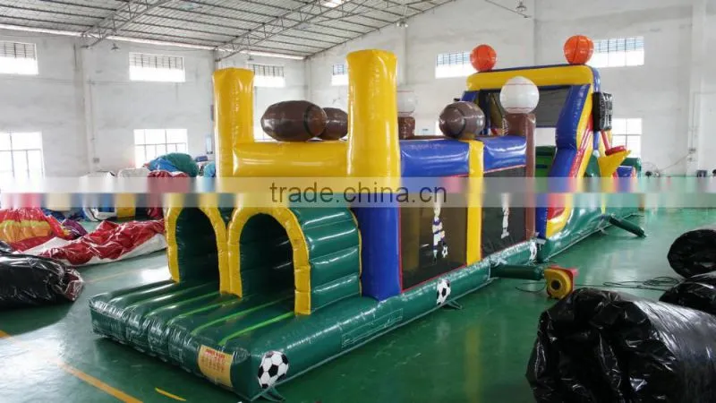 Hot sale giant blue inflatable obstacle course toys for kids and adults for commercial use