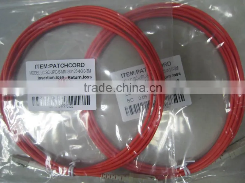 Alibaba trade assurance SC to LC multimode MM duplex optical fiber patch cord,fiber optic patch cable,fiber jumper with 3M