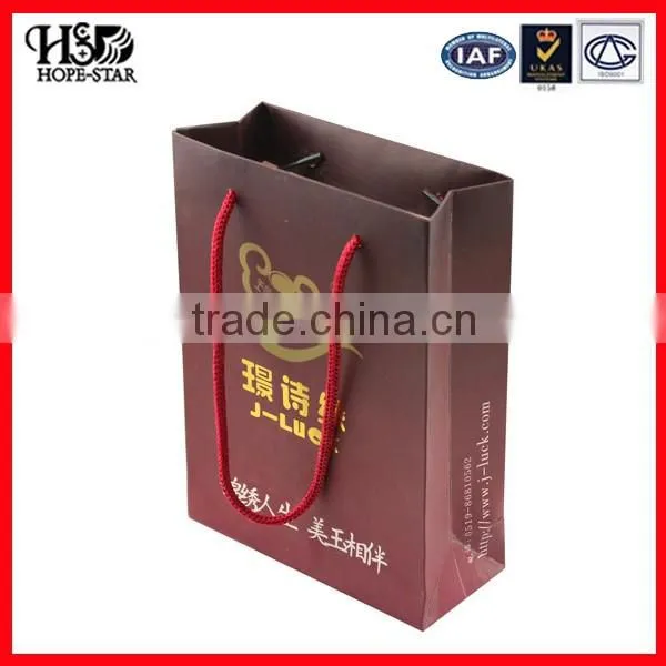 2016 custom printed kraft paper bag with cotton handle