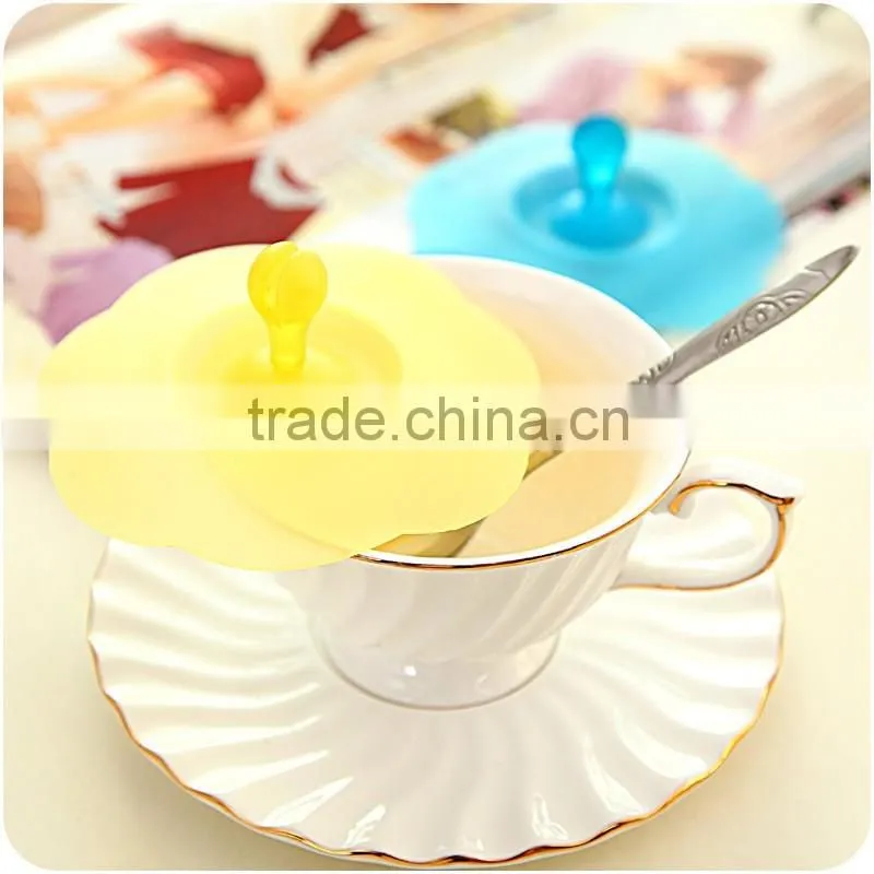 100% Food Grade silicon Cartoon Figures ceramic cup lid