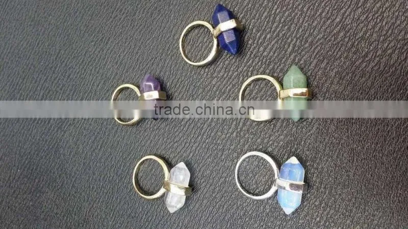 Fashion glod alloy blue.amethyst,crystal,peridot,opal natural stone ring punk ring