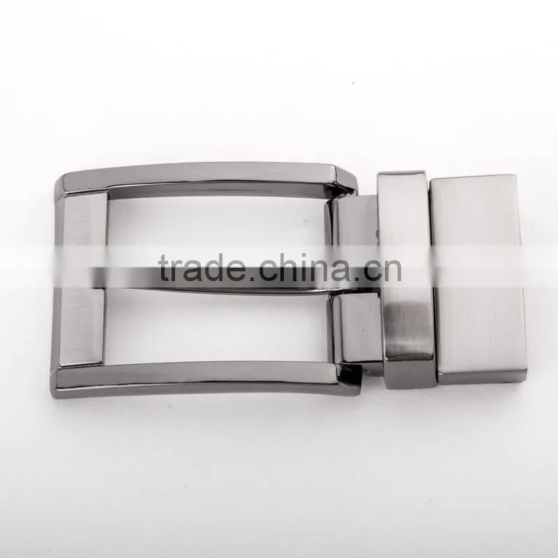 Classic design men metallic silver rotating belt buckle