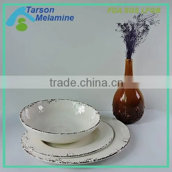 vintage light red melamine dinner set with factory price