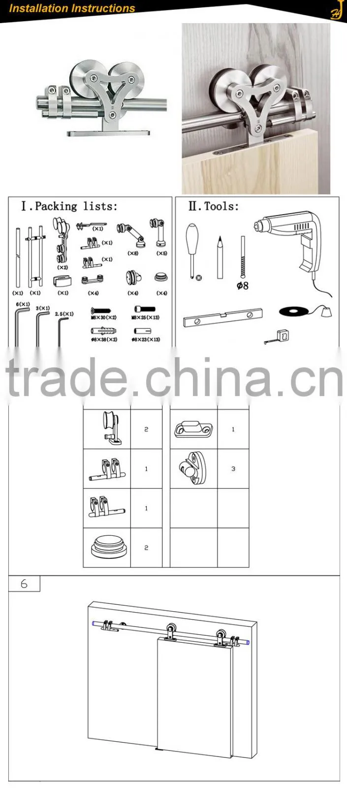 Wholesale China office project Steel 304 Used Barn Marine Door Hardware