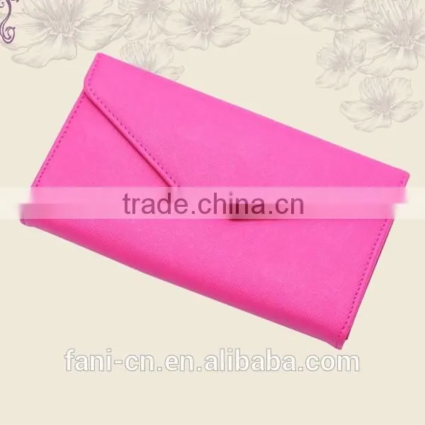 Wholesale multifunction cheap PU leather clutch purse with pen holder design for woman