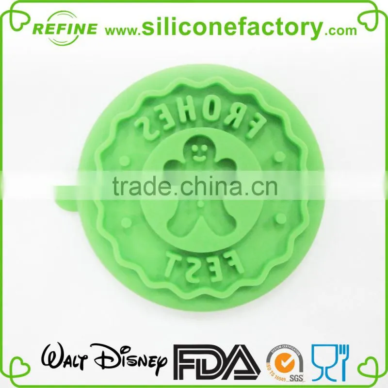 Hot sell Food grade New design Wooden handle Silicone cookie stamp