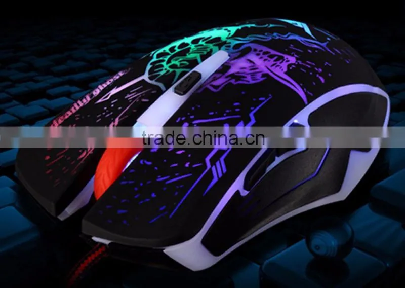 Adjustable 1200 1600 2400 DPI 6 Buttons Game Mouse with Backlight Plug and Play