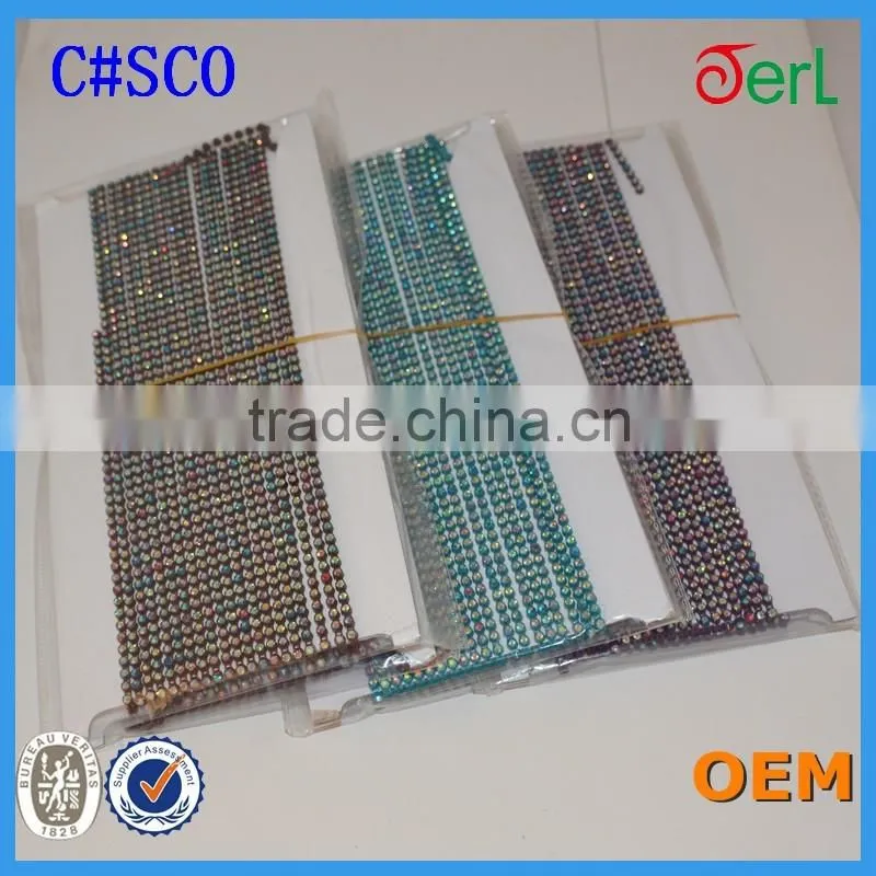 Rhinestone Banding Trim Single Row 10 Yards Ss8, Colorful Rhinestone Plastic Banding