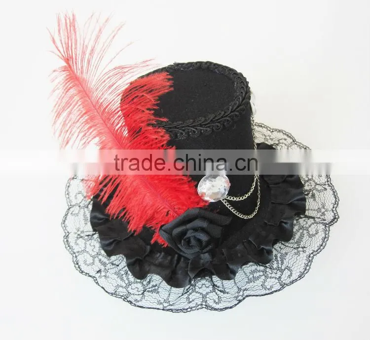 MYLOVE party hat for women red feather rose hat MLGM040