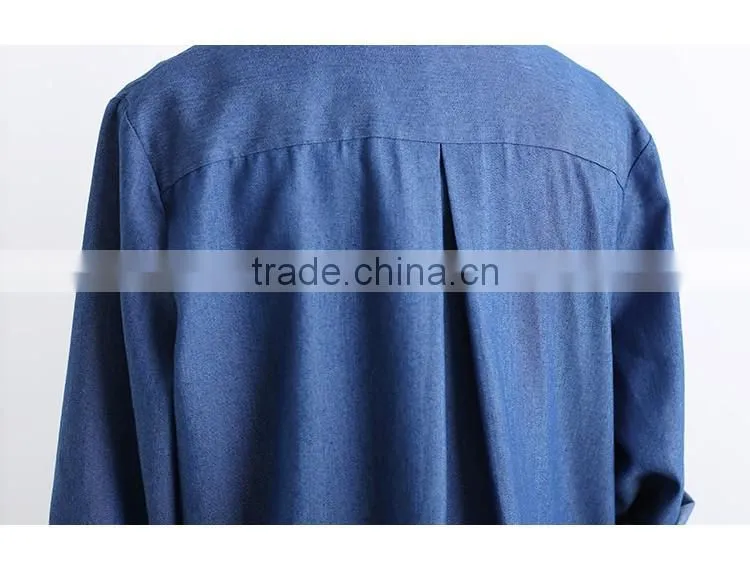 Washed Denim Shirt Dress Loose Large Size Long Sleeve Women New Autumn