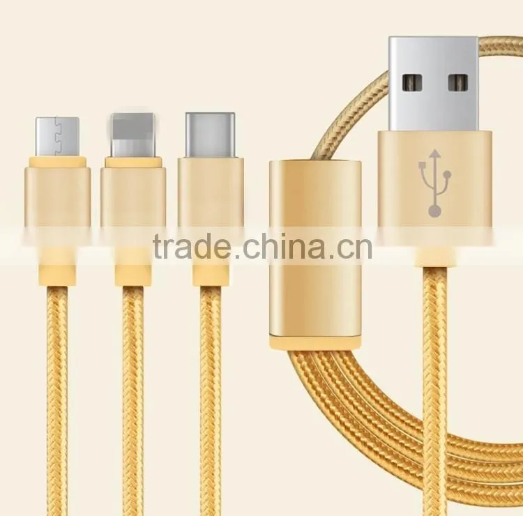 high quality 3 in 1 usb cable mirco USB cable charging line
