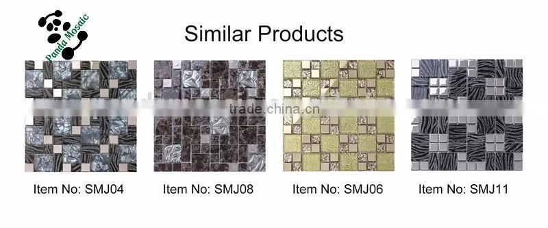 SMJ09 beauty strip mosaic crystal glass mosaic design mixed silver metallic mosaic art decorative mosaic