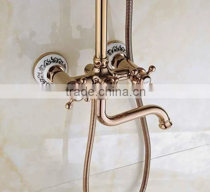 New arrival in wall rose gold rainfall shower head shower set