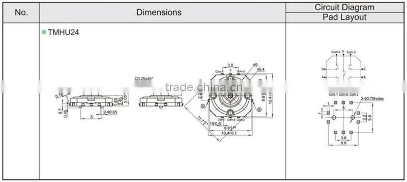 FTMHU24 smd 4-direction & center-push touch switch led reading light