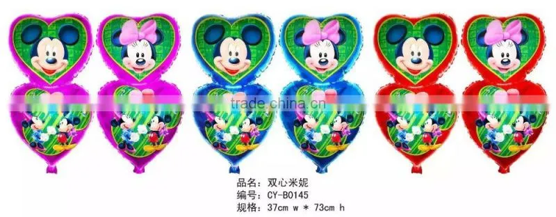 double heart Cartoon balloons aluminium christmas balloons,inflatable cartoon balloon