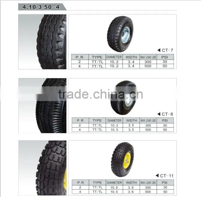 4.10/350-64pneumatic tubless hand truck wheel