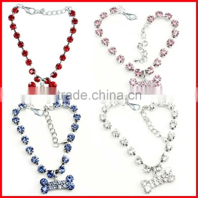 2016 Diamond Pet Dog Cat Tie Crystal Rhinestone Collar Necklace Accessories