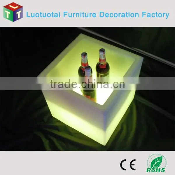 plastic square led ice bucket /wine cooler