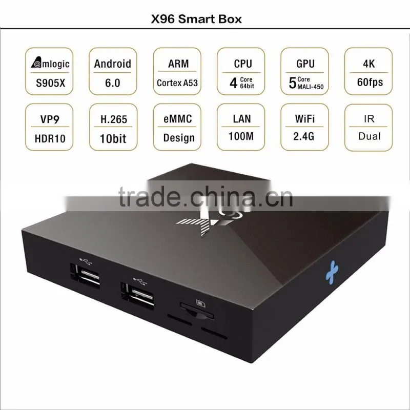 Wholesale Android Media Player Best Selling Android 6.0 Tv Box 1gb/8gb 4k Amlogic S905x Tv Box X96