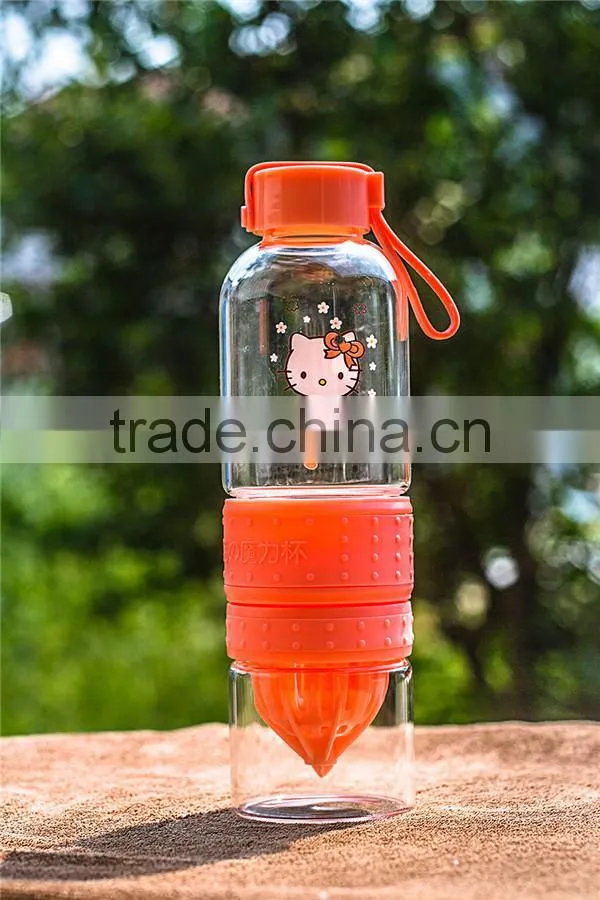 hot sale glass lemon water bottle / Fresh juice drinking cup