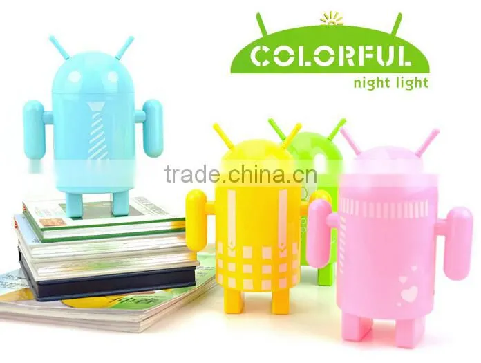 Supply creative fashion Android robot colorful light / small Night light --green