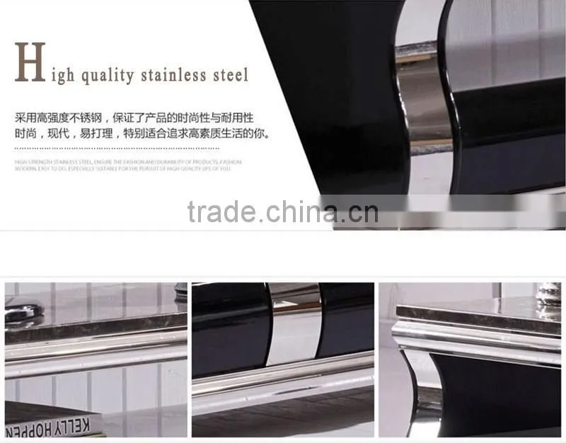 E1073 royal luxury high gloss stainless steel TV stand/cabinet design with marble top