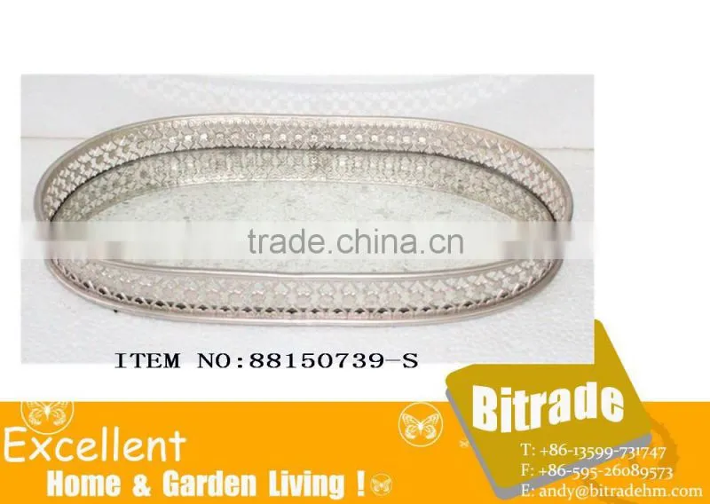 Metal mirror serving tray